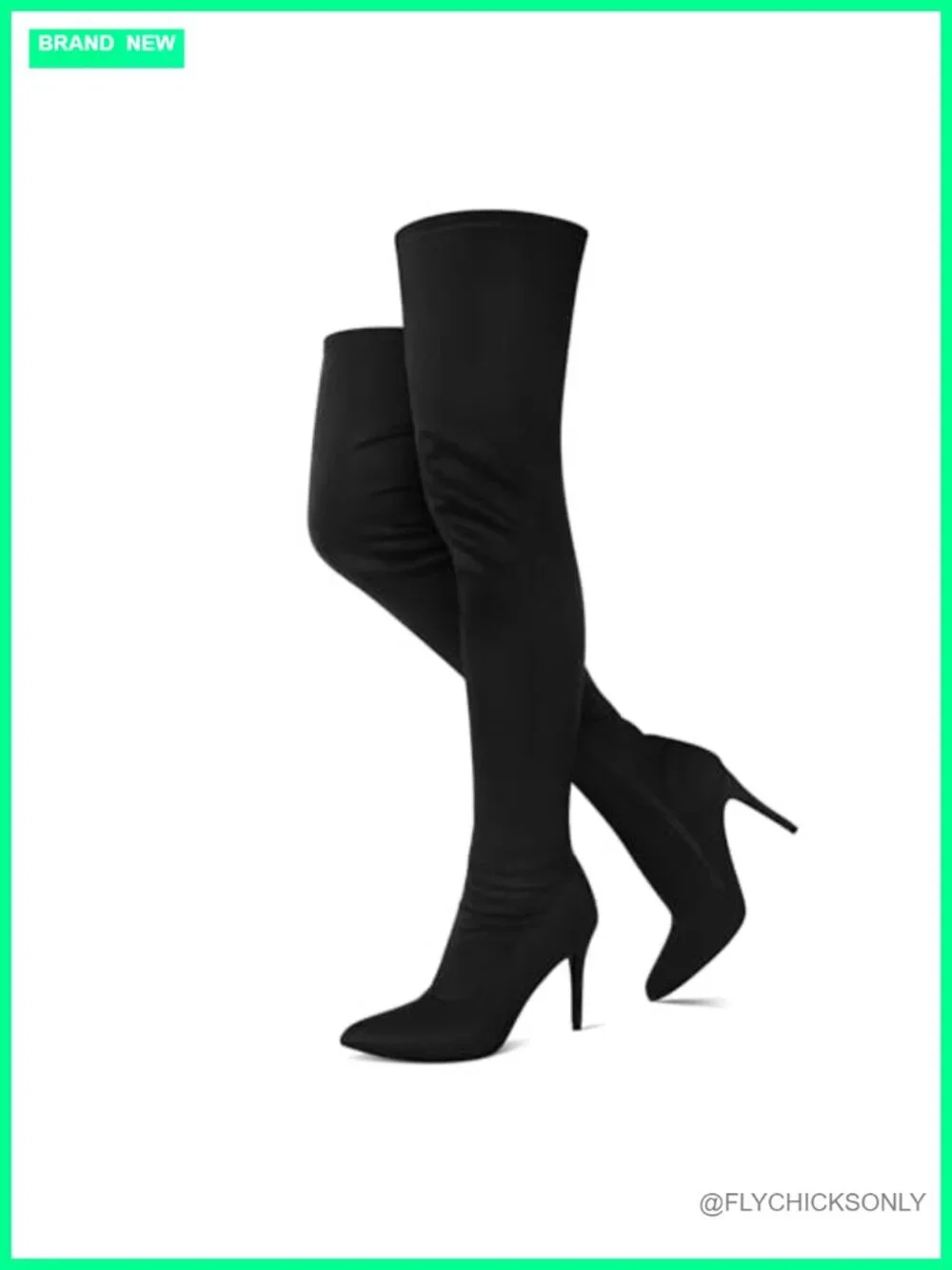 Thigh High Boots Pointed Toe Stiletto Heel Faux Suede Side Zipper Over The Knee